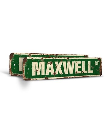 MAXWELL Vintage Style Rustic Street Sign Childrens Name Room Metal Road Sign