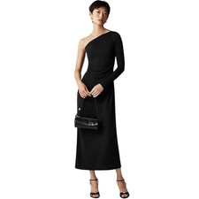 J.Crew CF786 Black One-Shoulder Jersey Crepe Maxi Dress S NWT