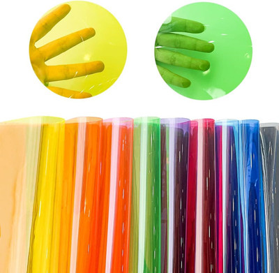 9 Pcs Clear PVC Vinyl, 21cmx30cm Fluorescent Solid Color Transparent Waterproof
