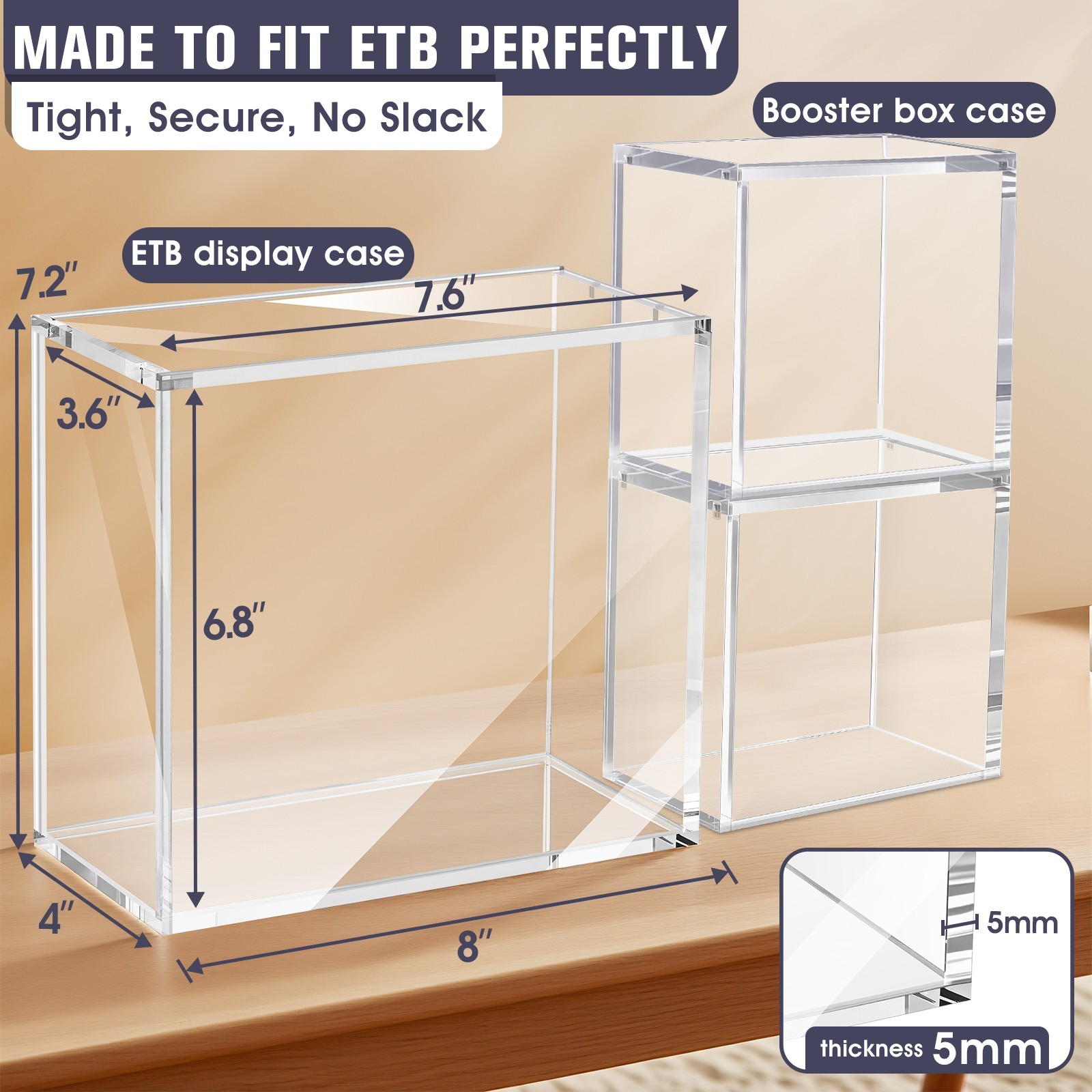 Pokemon Acrylic ETB Case ,Sliding Magnetic Elite Trainer Box Protector Case