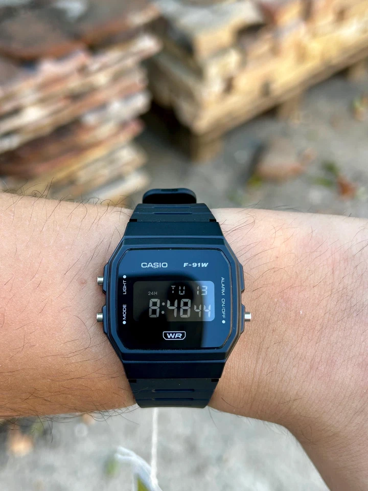 Minimalist Black – Modified Watch Based on Casio F-91WB All-Black Digital Watch  - Image 2 of 4