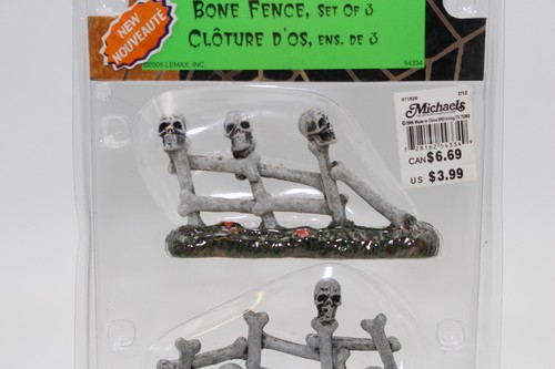 Lemax Spooky Town Halloween Village Bone Fence Set of 3 54334 In Package - Picture 3 of 9