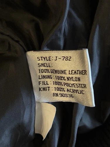 Port Authority Genuine Leather Bomber Jacket Black Full Zip Lined Men's XL J782 image 5