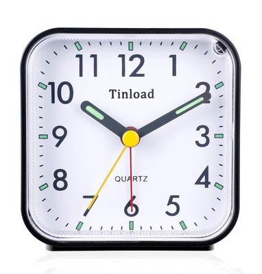 Tinload Small Battery Operated Analog Travel Alarm Clock Silent Non Ticking, ...
