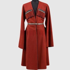 Men's Red Traditional Georgian Cossack Costume Georgian Clothing Wool Coat