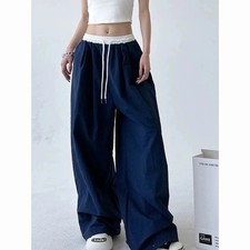 High Street Women's Wide Leg Pants Drawstring Y2K Gothic Hip Hop Lady's Cargo Pa