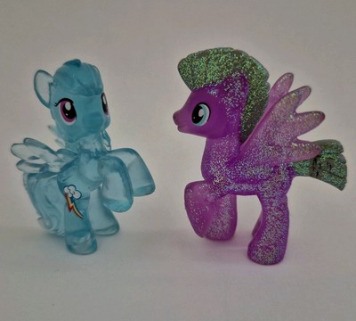 2 My Little Pony FiM Blind Bag Wave 10 2'' Transparent Glitter & Rainbow Dash Set