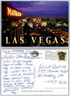 Las Vegas Mandalay Bay Night View Postcard - Posted 2012 Nevada