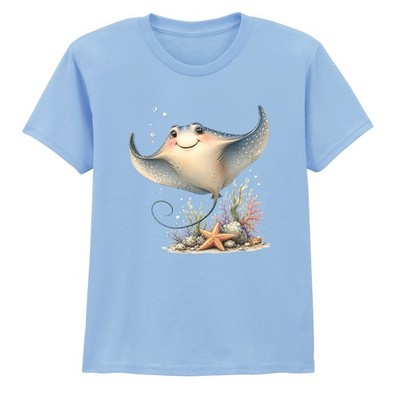 Lächelnder Stachelrochen unter Meer Jungen Mädchen Kinder T-Shirt Stachelrochen Geschenk für Kinder
