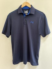 Under Armour HeatGear Men's Solid Navy Blue Loose Fit Polo Short Sleeve Shirt M