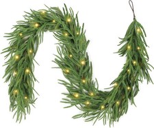 9 Ft Christmas Garland LED String Lights Norfolk Pine Green Pre-Lit Mantle Decor