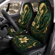 Fantasy Dragon Car Seat Covers Moon Gothic Floral Auto Seat Protectors