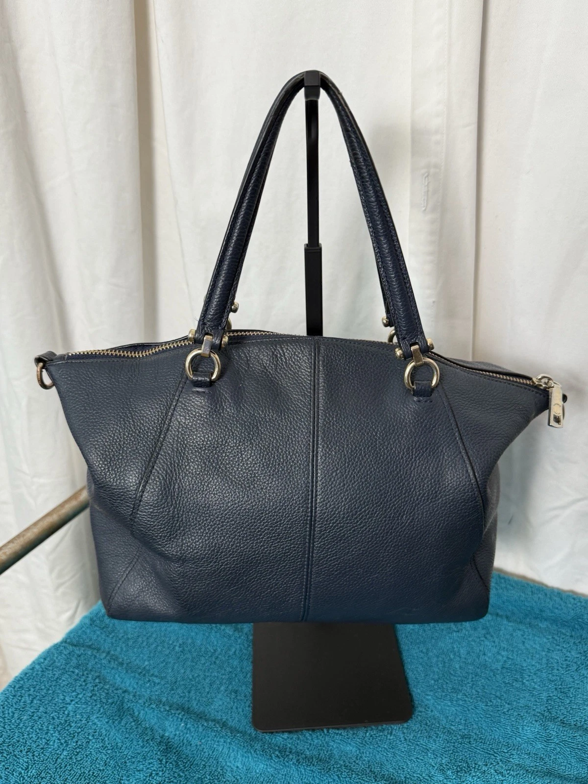 Coach Prarie borsa a tracolla tracolla convertibile in pelle di ciottoli blu navy #58874