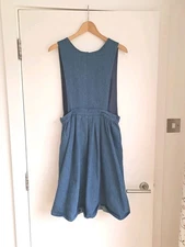 The White Pepper Dress Denim Convertible Pinafore Size M Blue Detachable Skirt