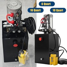 12V Double Acting Electric Hydraulic Pump Power Unit Pack with Steel Oil Tank