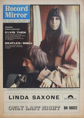 RECORD MIRROR 6 NOV 1965 . SONNY & CHER FRONT COVER . THE WHO BEATLES MBE AWARDS