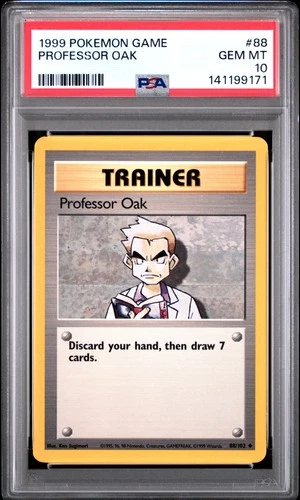 1999 POKEMON BASE SET UNLIMITED #88 PROFESSOR OAK PSA 10