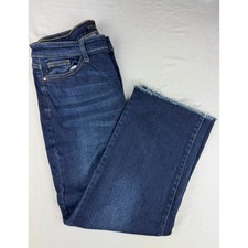 Judy Blue Wide Leg Jeans Womens 11/30 Dark Blue Excellent Raw Hem Stretch 1130