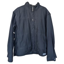 Vintage SCOTTeVEST Black Polyester Jacket Mens Zip-Off Sleeves Sz XL