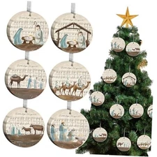  24 Pack Christmas Nativity Scene Ornaments Gifts Bulk Acrylic Music Sheet