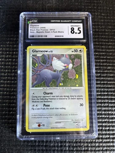 2008 POKEMON DIAMOND & PEARL BLACK STAR PROMO #DP23 GLAMEOW-HOLO CGC 8.5
