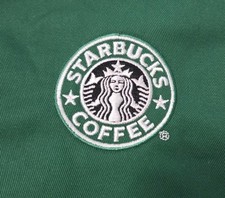 Rare Logo W/Stars Starbucks Green Apron Coffee Barista Embroidered 2-Pocket
