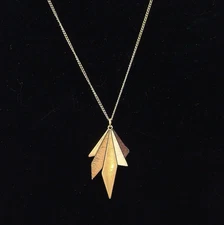 Geometric Art Deco Leaf Pendant Necklace | VTG-Inspired Statement Jewelry 35" L