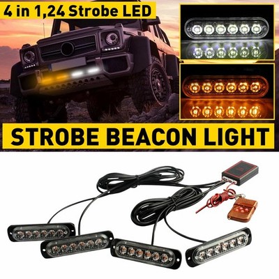 Amber/White LED Car Universal Hazard Flash Strobe Light Dash Warning Lamp 18MODE
