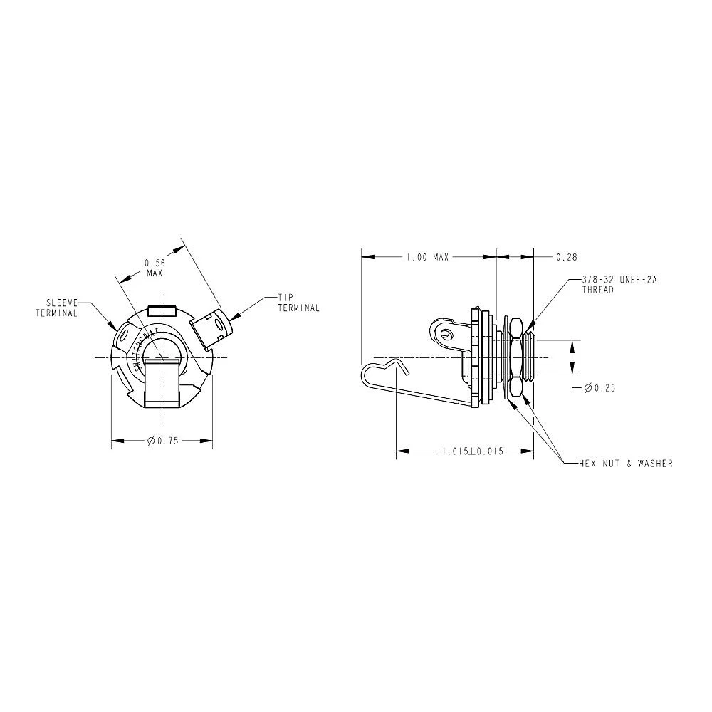 Conector de guitarra mono Switchcraft de 1/4"