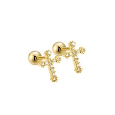 Gold Cross Earrings 14K Real Gold Filled Plated Trendy Dainty Cute Cubic Zirc...