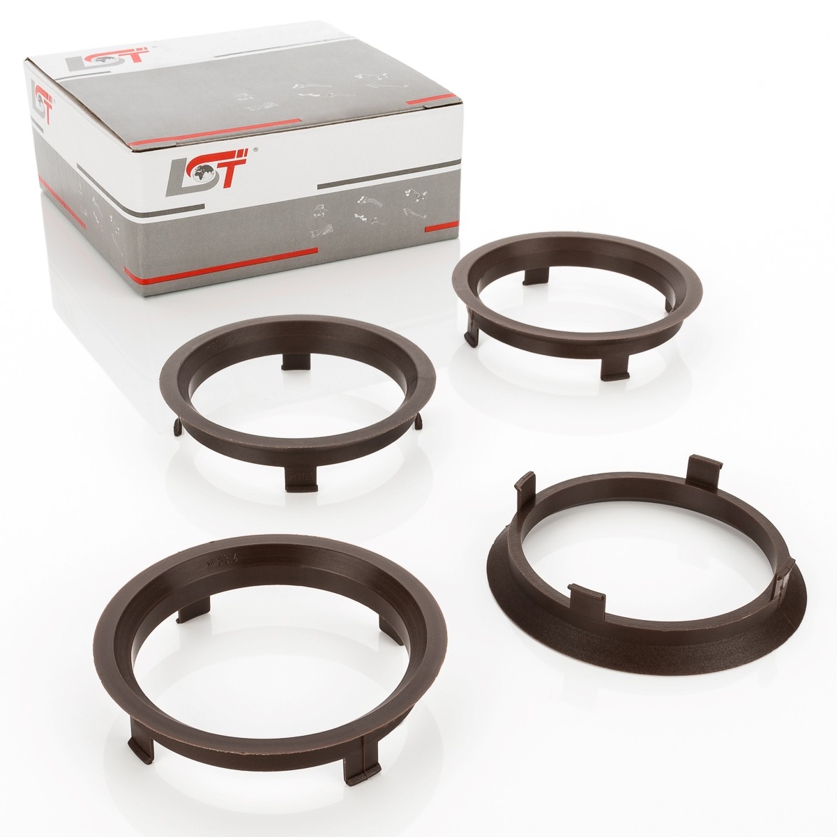 4x Distance Rings Centering Ring Dark Brown Alloy Ø63 ,4-70,1mm for Mitsubishi