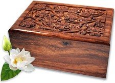 Handmade Wooden Cremation Urn Large Funeral Memorial Casket Box for Ashes