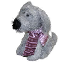 Dan Dee Gray Puppy Dog Purple Scarf Plush Stuffed Animal Toy 10" RARE