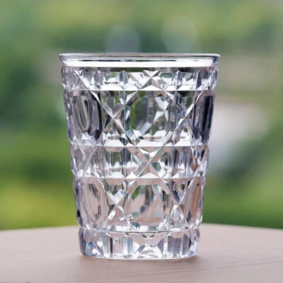 Edo Kiriko Handmade Highball Glass Hand Cut Diamond Crystal Drinkware Clear 9oz