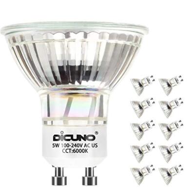 Gu10 Led Bulbs 5W Daylight White 6000k 500Lm 120 Degree Beam Angle Spotlight 50W