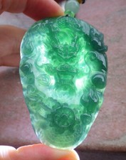 Video Certified Green Grade A JADE JADEITE PENDANT Dragon Head 112198 TS