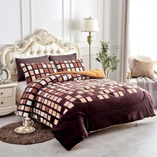 JML Plush Sherpa Bed Blanket Fluffy & Soft Reversible Thick 75"x83" Coffee Plaid