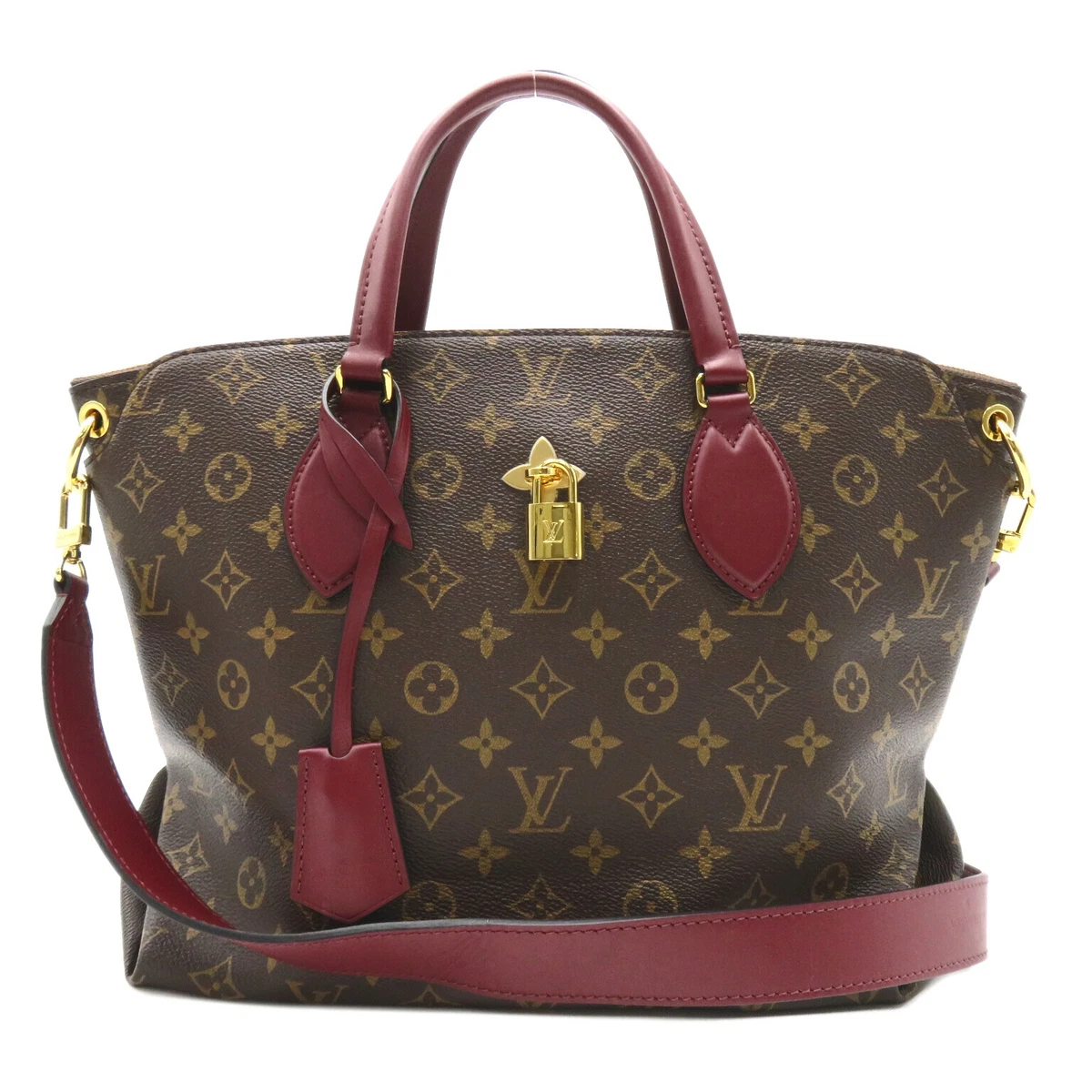 LOUIS VUITTON GHW Flower Zipped Tote MM Shoulder Bag M44348 