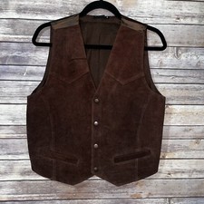 MEN'S EXIT CLOTHING SNAP FRONT SUEDE WAISTCOAT VEST SIZE SMALL
