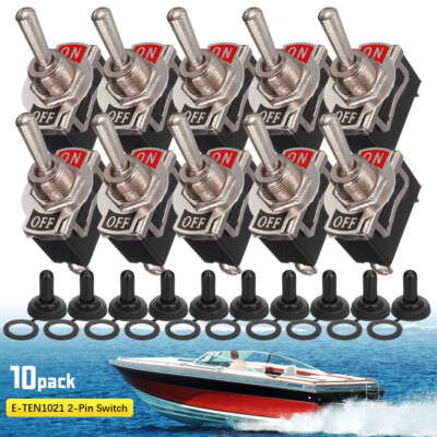 10X Toggle SWITCH ON/OFF Heavy Duty 15A 250V SPST 2 Terminal Car Boat ...
