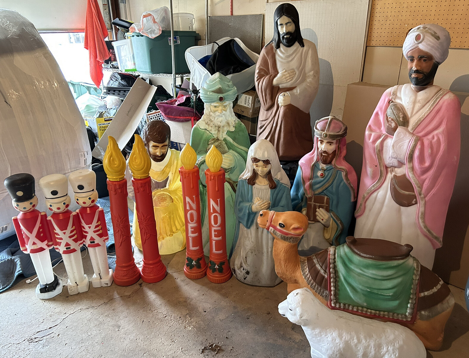 Vintage Empire Nativity Blow Mold Set 15 pieces 4 candles 3 toy soldier eBay