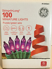 GE String A Long 100 Count Purple Mini Light Set Green Wire Indoor/Outdoor NIB