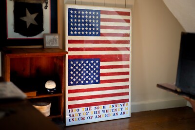 Orig. Jasper Johns Two Flags LE lithograph Poster Whitney Museum 50th 1979 Frame