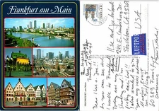 Frankfurt am Main Old City and New City View Postcard Used (42886)