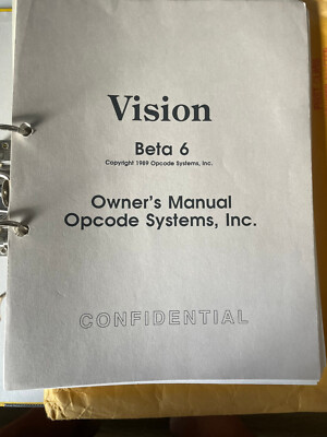 Super RARE Opcode Systems Vision Beta 6 User manual 1989! Confidential