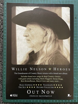 Willie Nelson Heroes A4 Poster/Magazine Advertisement Last Leaf On The Tree