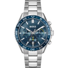 Orologio Uomo HUGO BOSS RUNNER 1514143 Chrono Bracciale Acciaio Blu