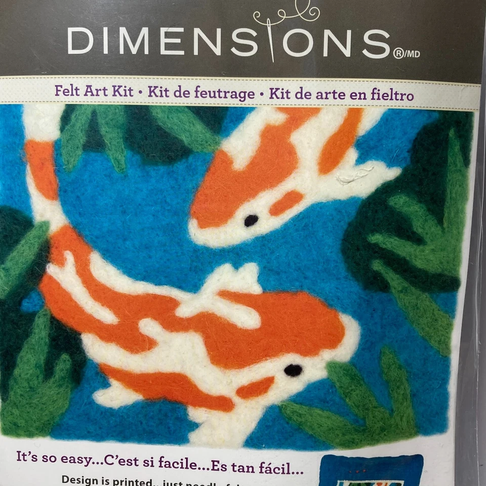 Dimensions Needle Felting Craft Felt Kit Koi Fish 10" x 8" Printed Design Piece - Image 2 of 4
