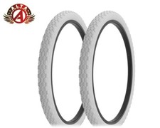 2 ALTA BICYCLE WIRE BEAD CRUISER TIRE 26 x 2.125 ALL WHITE ROUGH KNOBBY TREAD.