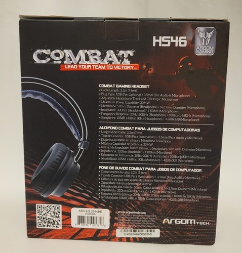 Cuffie da gioco Combat HS46 Pro USB di Argom Tech nere/blu nuove spedizione GRATUITA - Foto 2 di 3